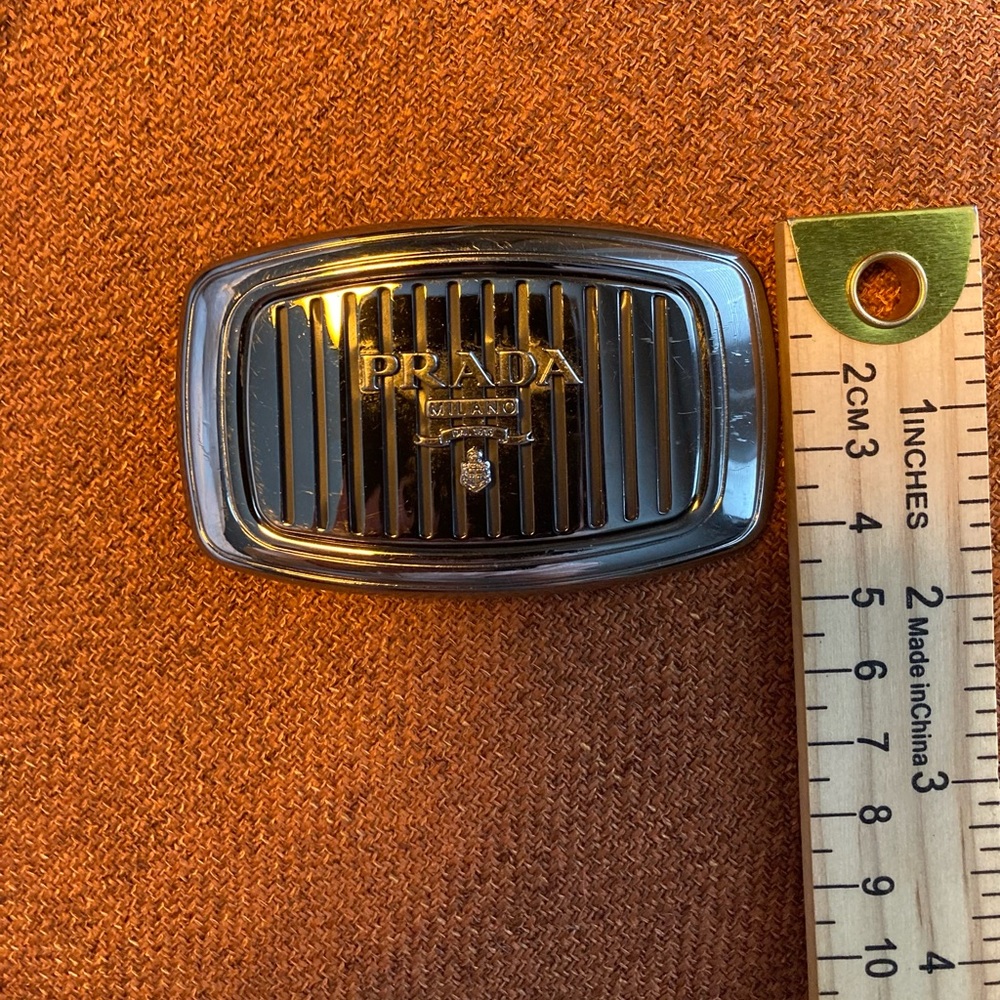 GENUINE vintage PRADA stunning textured silver Belt Buckle